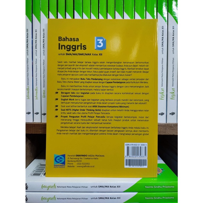 

SALE !!! BUKU BAHASA INGGRIS KELAS XII/3 SMA KURIKULUM MERDEKA GRAFINDO READYY