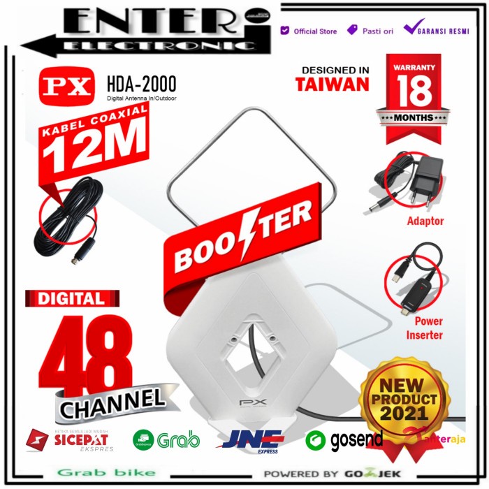 PX ANTENA HDA2000 - PX INDOOR OUTDOOR ANTENA TV LED DIGITAL HDA 2000