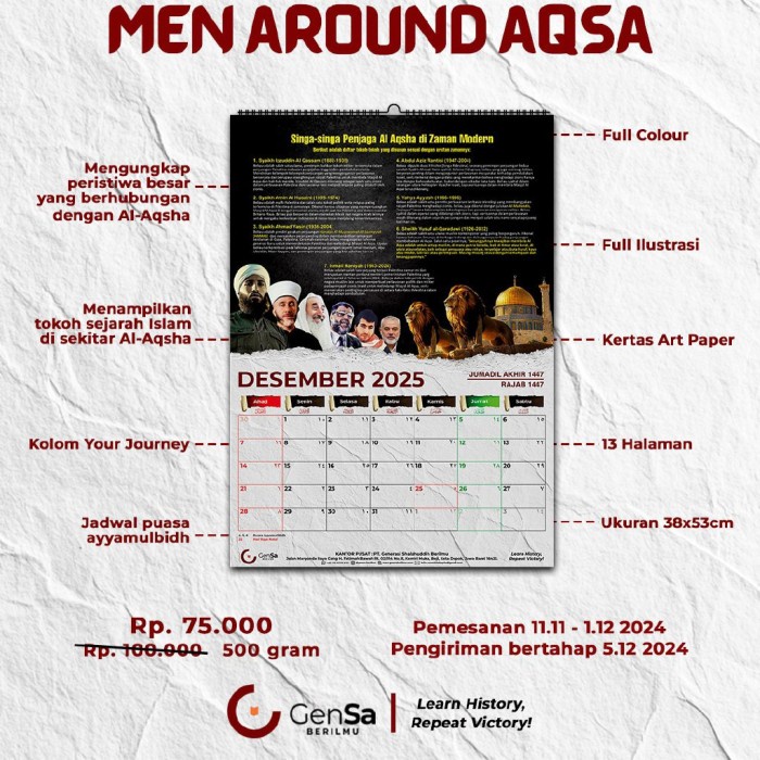 

DISKON KALENDER SERIAL MEN AROUND AQSA KALENDER MEJA & DINDING 2025 GENSA BERILMU ORIGINAL READYY