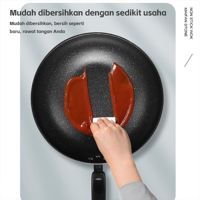 QME Wokpan White Granite Stainless Series / Wajan Granit Putih / Wajan Teflon Penggorengan Batu