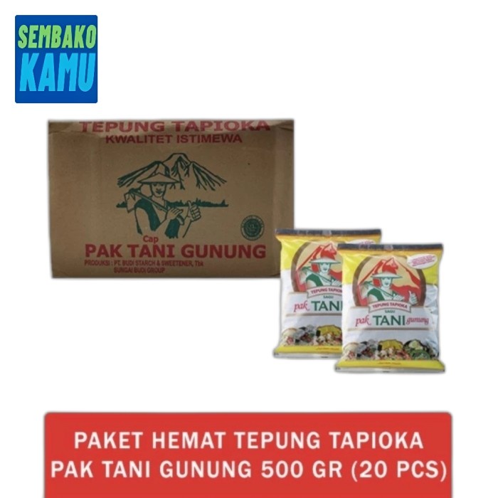 

SALE !!! TEPUNG TAPIOKA CAP TANI GUNUNG 500 GR - 1 DUS ISI 20 PCS READYY