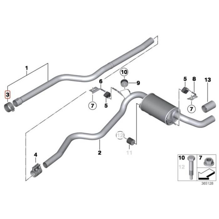 Original Bmw F30 320D Muffler Clamp Exhaust Knalpot 18308581218 New