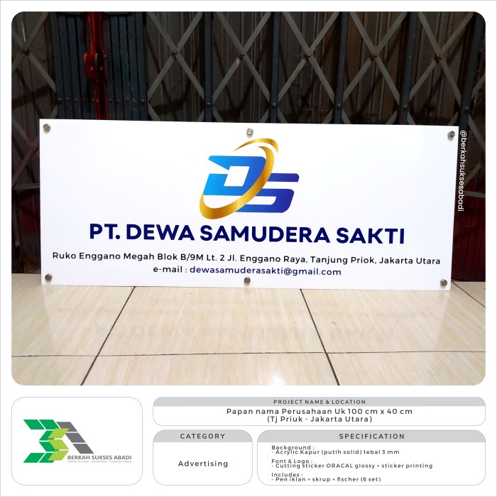 

Papan nama perusahaan 100x40cm papan nama perusahaan acrylic akrilik
