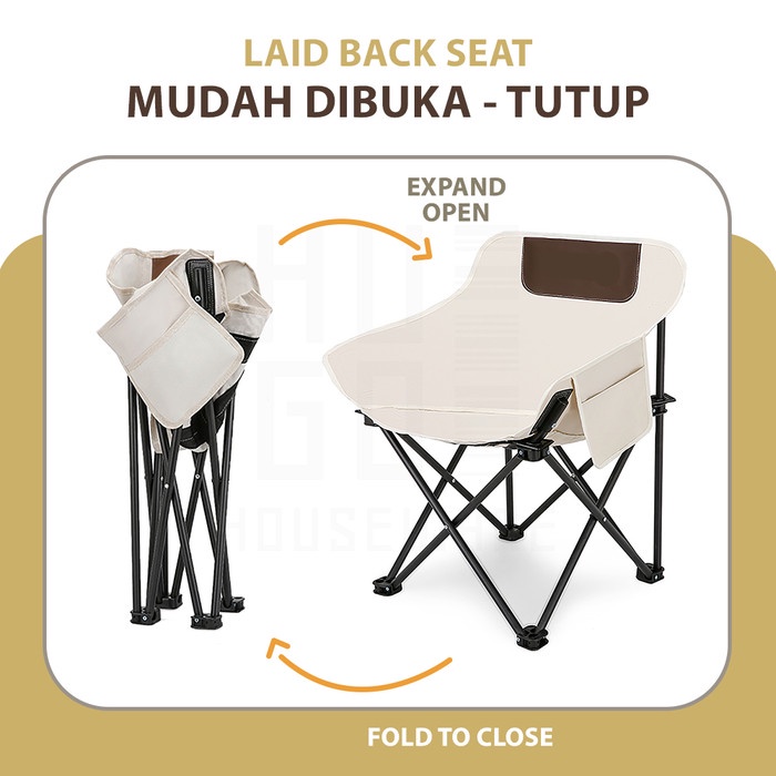 Kursi Lipat Bulat Moon Folding Chair Keranjang Camping Tenda Mancing