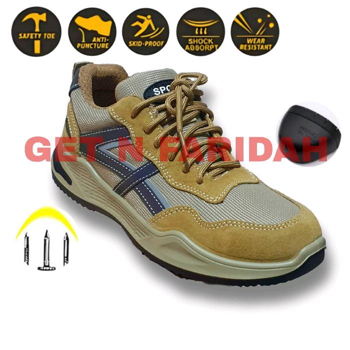 Sepatu safety anti static 6000volt ujung besi alas anti paku keren Shoes
