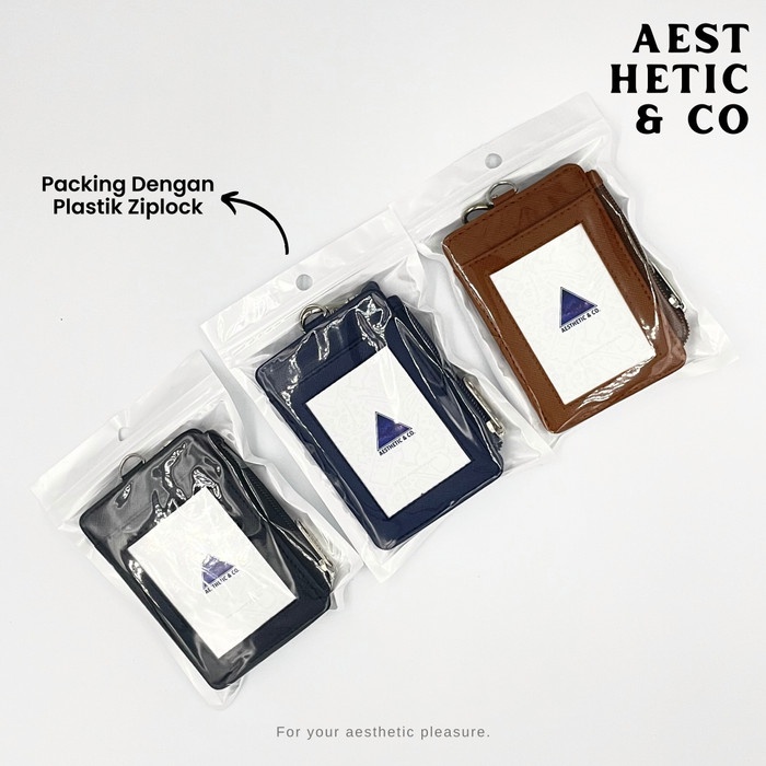 

[tmr] - Lanyard ID Card Name Tag Resleting Card Holder Kulit - Premium V.02