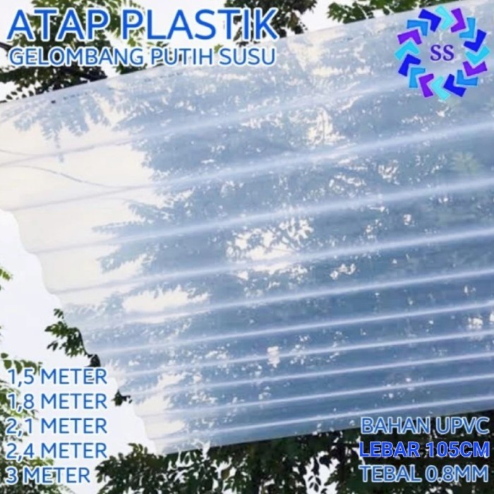 BahanBangunan- ATAP ASBES / GELOMBANG PLASTIK PUTIH SUSU TEBAL (PET 08)