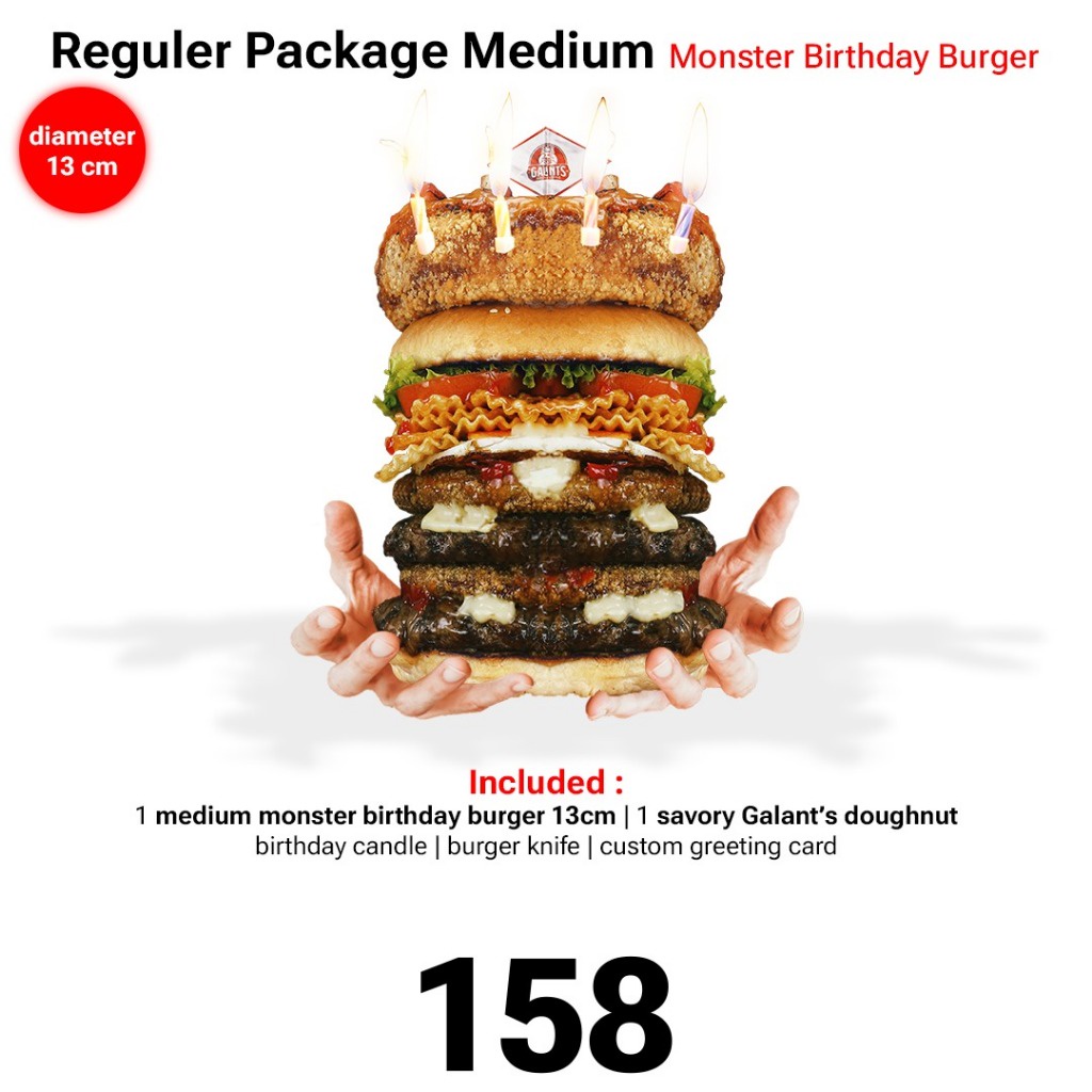 Medium Monster Birthday Burger 13cm (Birthday Cake Aesthetic)