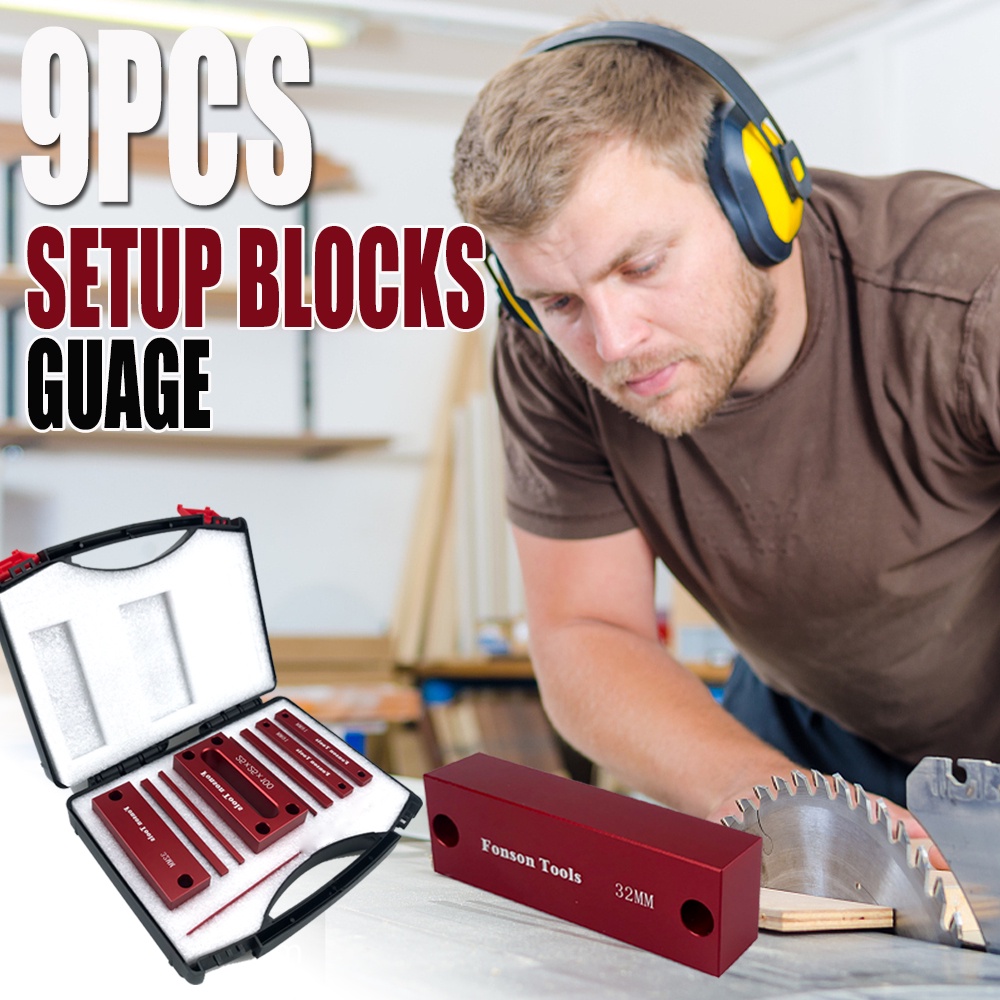 9 Pcs Gauge Block Set Aluminum Alloy Height Gauge Block High Precision Setup Bars Portable Testing G