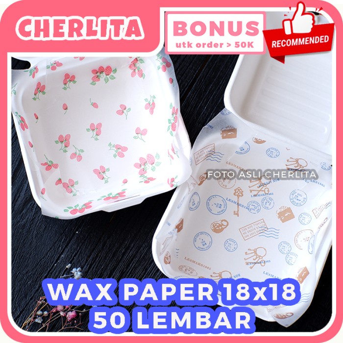 Wax Paper 18x18 cm Korean Bento Cake Baking Paper Serap Minyak