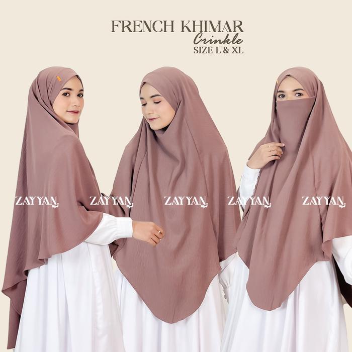 Zayyan. French khimar Crinkle Airflow SIZE L & XL Hijab Syari france khimar