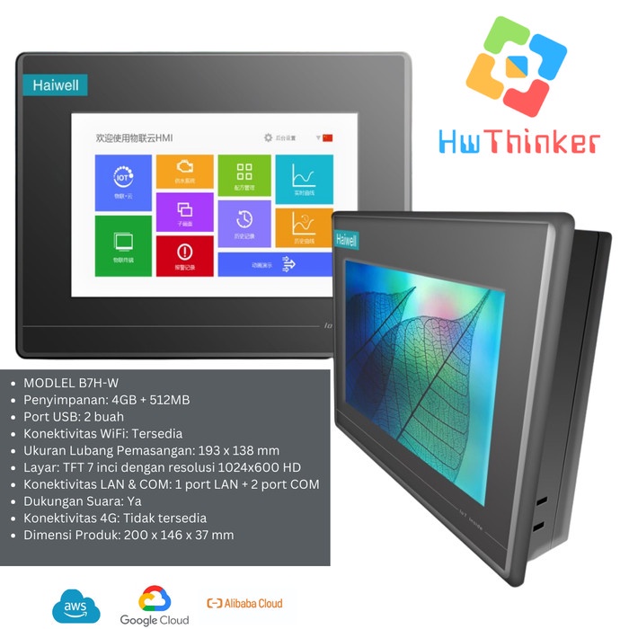 Haiwell B7H-W 7in 7 In 7in 7'' IoT Cloud H WIFI Layar Sentuh Pin HD Resolution 1024x600 untuk