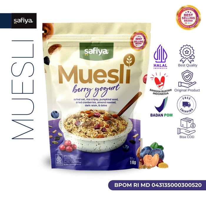 Safiya Muesli Berry Yogurt 1 Kg Sereal With Almond Premium