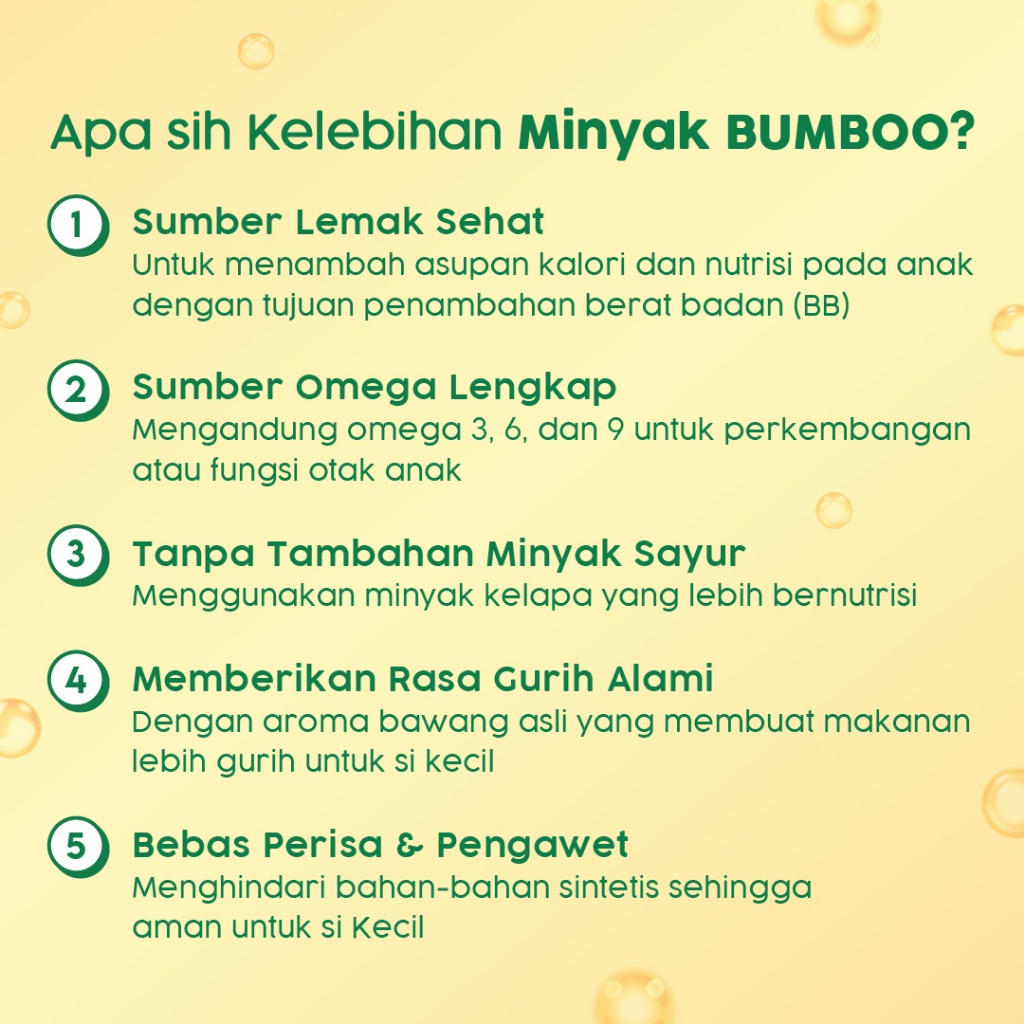 

Bumboo Fat Oil Minyak MPASI Bahan Alami Tanpa Perisa & Pengawet 100ml