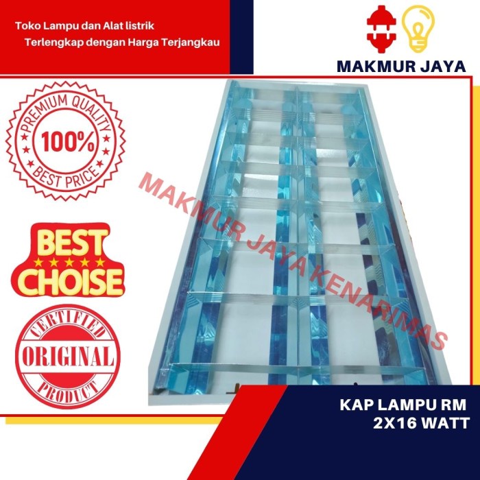 Kap RM TL T8 + Set LED 16 watt philips 2x16 / kap Lampu RM 2x36 watt