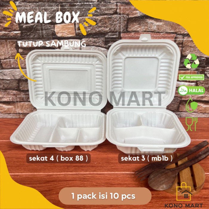 JTTOP" MEAL BOX SEKAT WARNA CREAM / MIKA BOX SEKAT MAKANAN / MEAL BOX MB1B