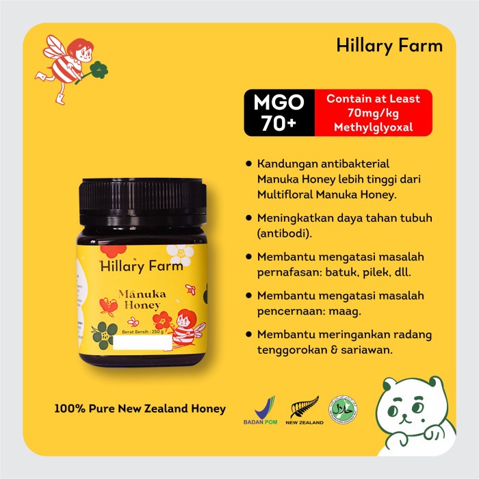 

BARANG TERLARIS Manuka Honey Monofloral 250gr Hillary Farm