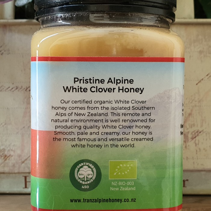 

BARANG TERLARIS TRANZALPINE ORGANIC CLOVER HONEY 500g MADU CLOVER ORGANIK NEW ZEALAND