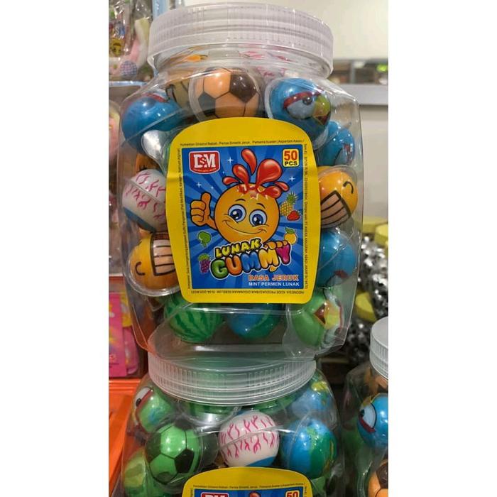 

permen gummy lunak bulat isi 50pcs - Gumny Lunak Bulat Besar Isi 50 pcs