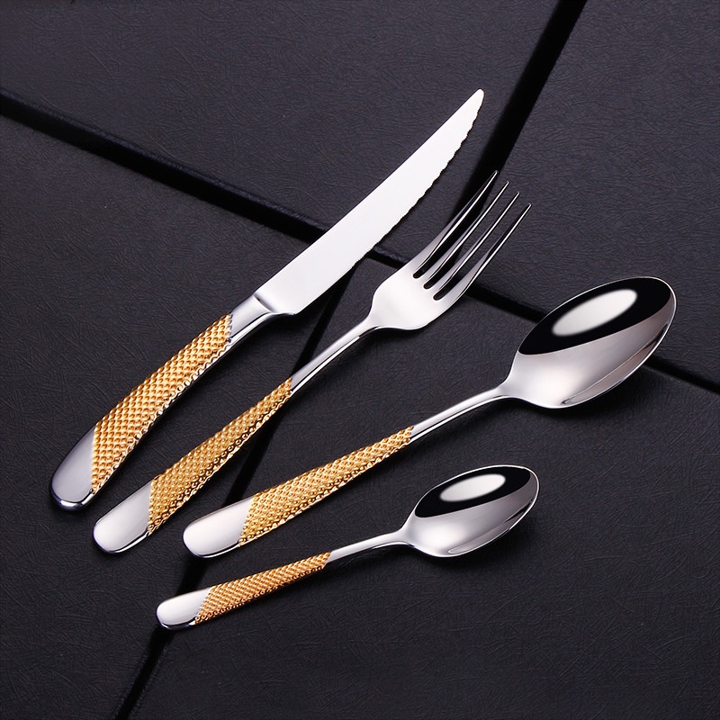 Kitchen Tableware Gold Cutlery Set Stainless Steel Cutlery Set Gold Fork Spoons Knives Western