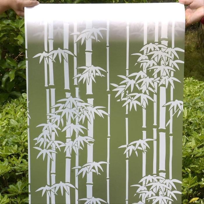 (JTTOP) STIKER KACA JENDELA RUMAH SANDBLAST PANJANG 4 METER MOTIF BAMBU BAHAN PVC ANTI AIR & NODA