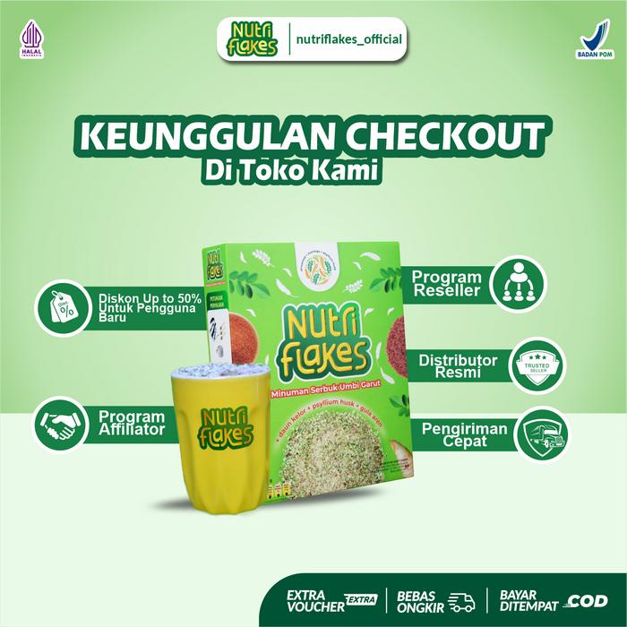 

Ready Stock 2 Box Nutriflakes Susu Sereal Umbi Garut Dengan Daun Kelor & Psyllium Husk Organik Bpom