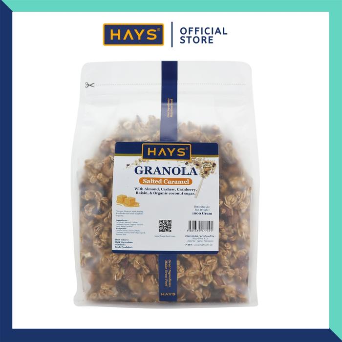 

Promo Hays Granola Salted Caramel 1Kg / Sereal Oatmeal Karamel Asin Dengan Almond Mete Cranberry