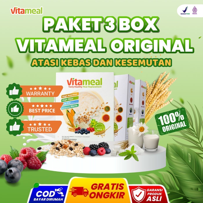 

Ready Stock [3X Ampuh] Vitameal Paket 3 Box Sereal Sehat Super Efektif Turunkan Gula Darah Cegah