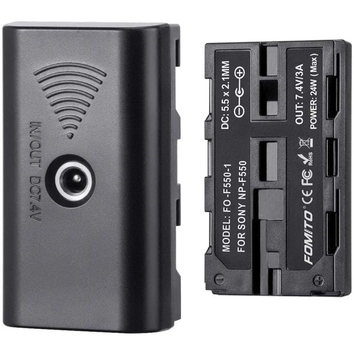 Fomito NP-F Dummy Battery with DC 7.4V Power Cable for NP-F970 F750