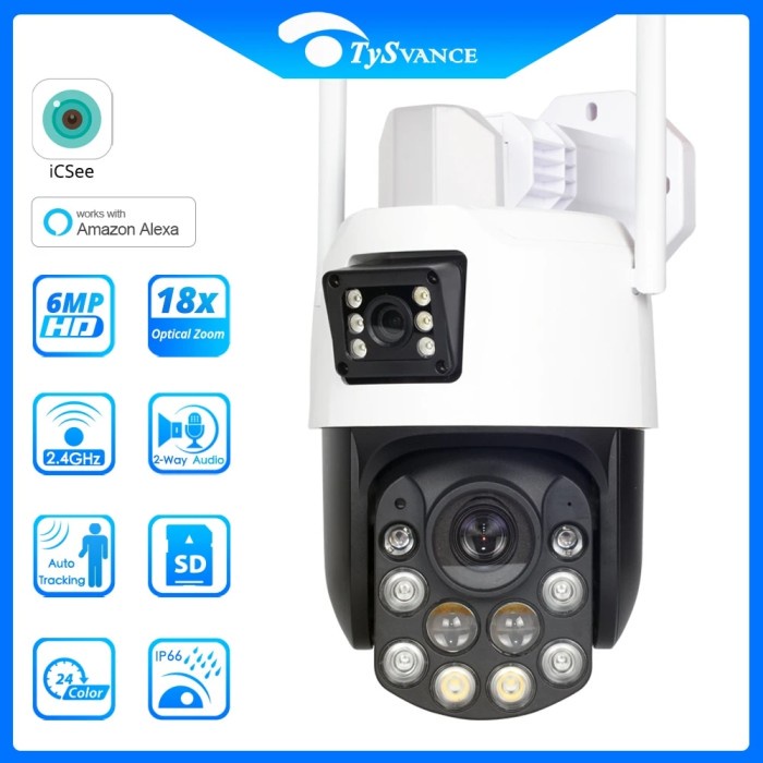 XMeye ICSee 6mp 6x 18x Optical Zoom Wireless Dual Lens CCTV Camera