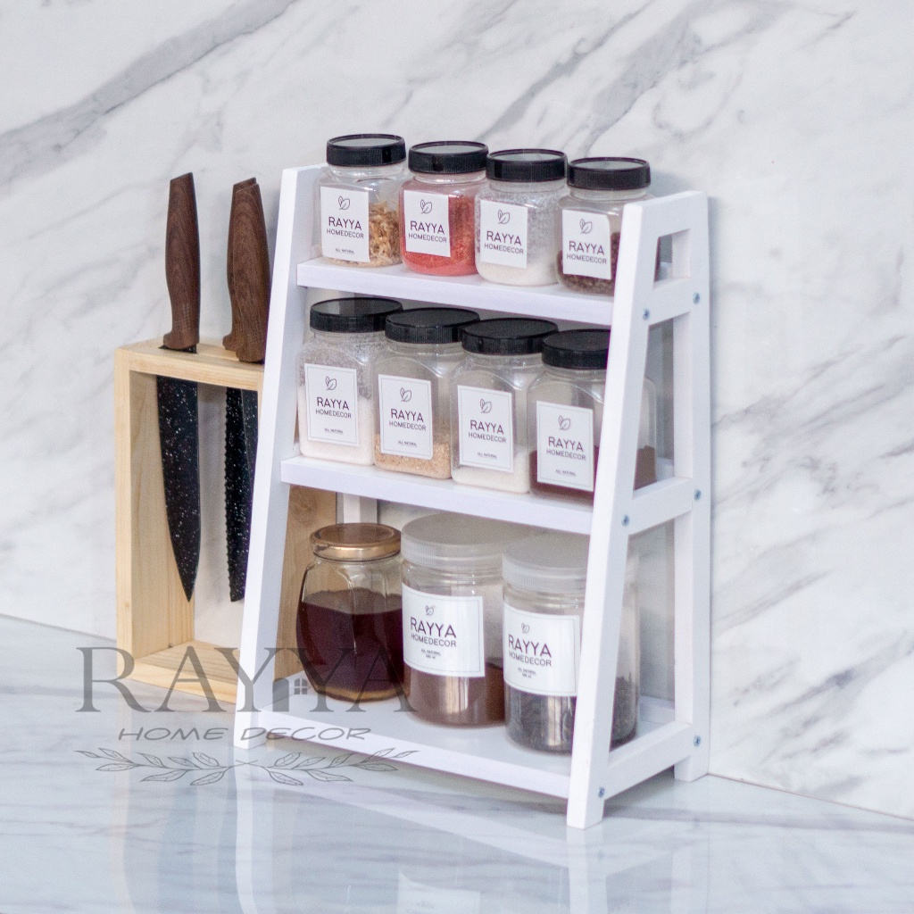DISKON RAK BUMBU DAPUR TERLARIS.... RAK KAYU 3 TINGKAT/ RAK BUMBU DAPUR KAYU 3 SUSUN MEDIUM