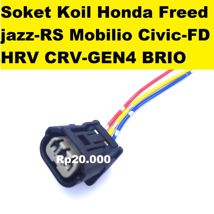soket koil honda jazz RS brio freed mobilio CRV IVTEC 3pin coil socket r18 r20 fd1 3 KABEL TPS VARI0