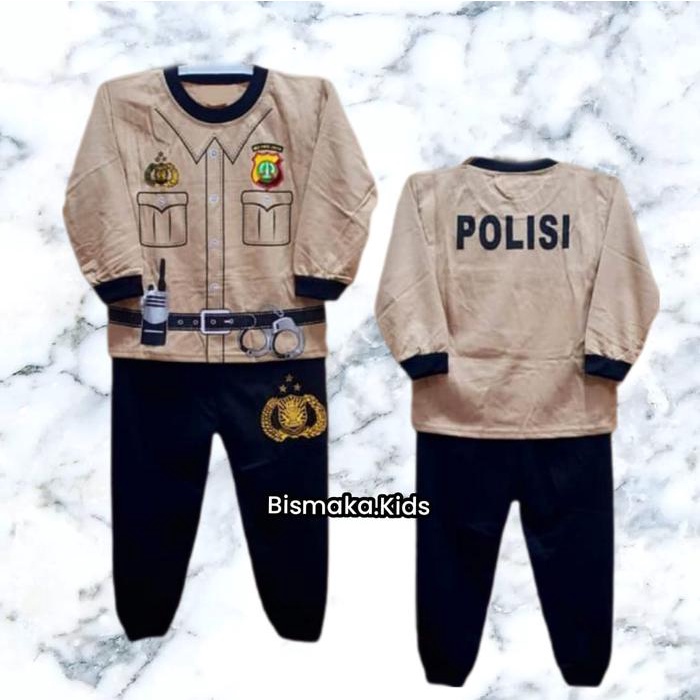 SETELAN BAJU ANAK LAKI-LAKI USIA 1-10 TAHUN MOTIF POLISI LENGAN PANJANG/BAJU ANAK POLISI LENGAN