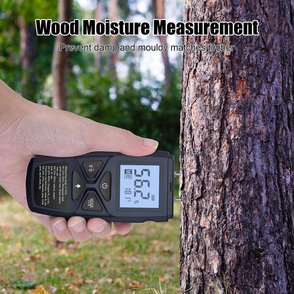 Wood Moisture Meter Digital Moisture Detector with Indicator Accurate Humidity Tester Hygrometer Tim