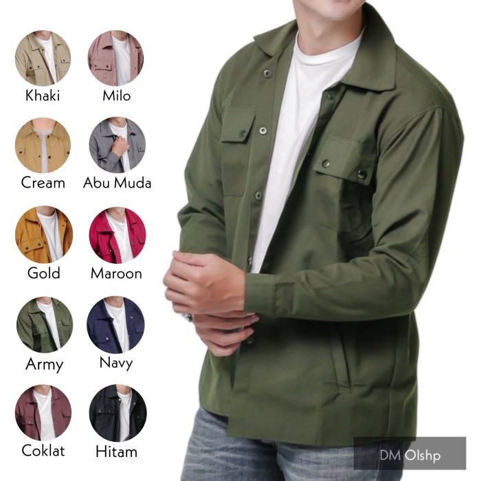 JAKET TRUCKER SEMI PARKA PRIA HIJAU ARMY