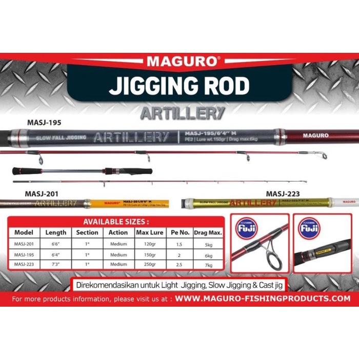 Joran MAGURO ARTILLERY PE 1.5 2 2.5 Pancing Jigging Light