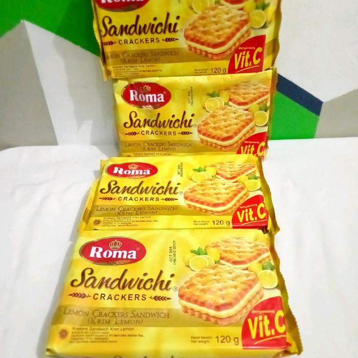 

Paket 4pcs Roma Sandwichi Lemon Lemon Crackers Sandwich @ 120g Snack Biskuit