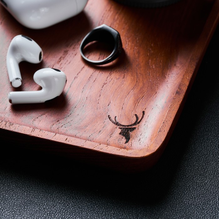 

[tmr] - Skandif Walnut Valet Tray Premium Teak Wood Desk Organizer Kayu Jati