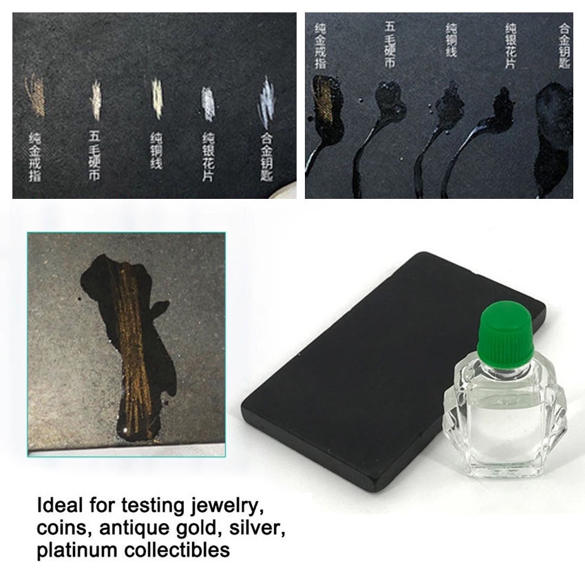 2PCS Batu Uji Emas Perak Cairan Uji Emas Alat Uji Emas Untuk Perhiasan