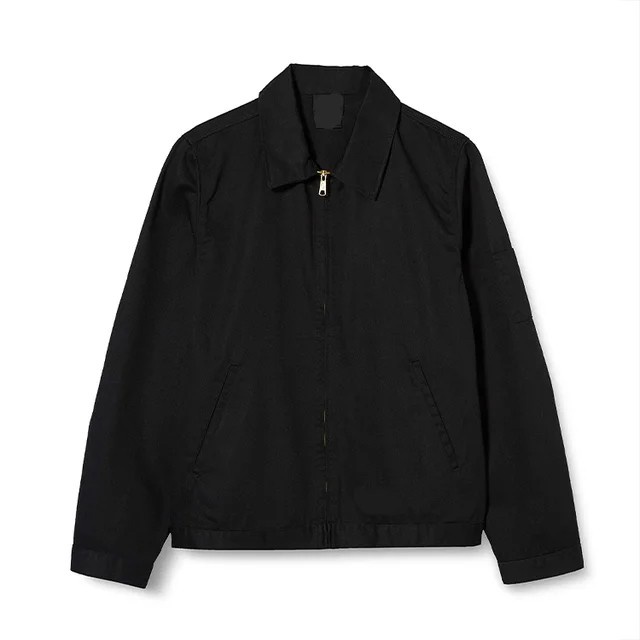 WORK JACKET VINTAGE HITAM JAKET POLOS BAHAN KSTUN DRILL