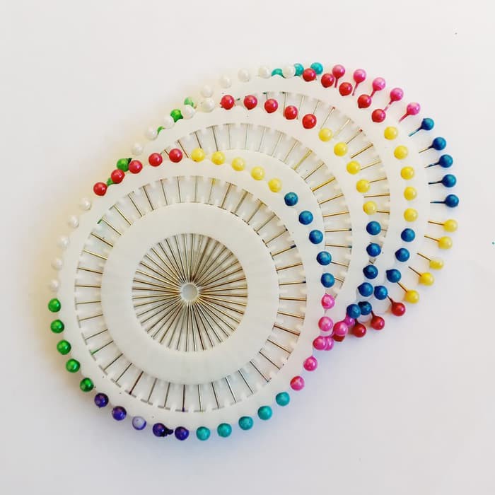 (12 pcs) Jarum Pentul Hijab Mutiara Warna bulat 1 lusin