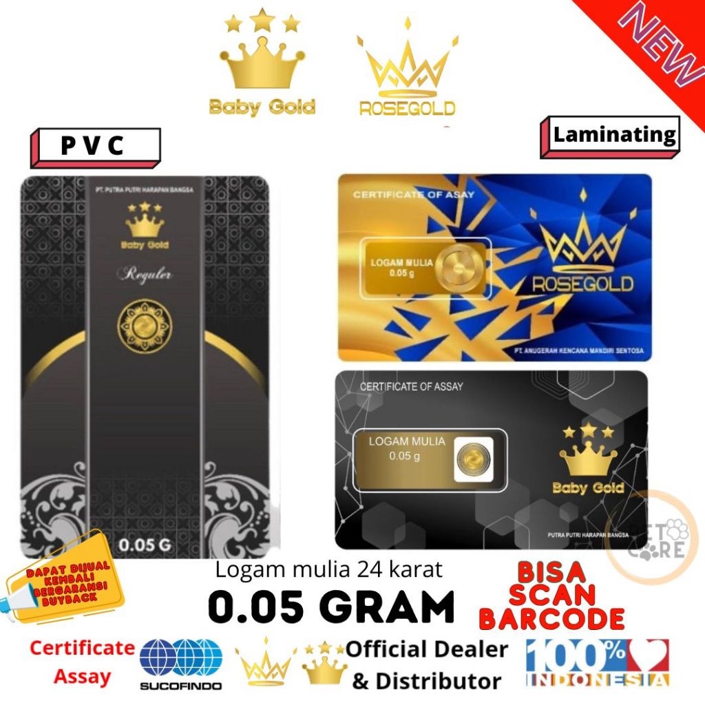 BABY GOLD / ROSE GOLD EMAS MURNI LOGAM MULIA 0.05 GRAM