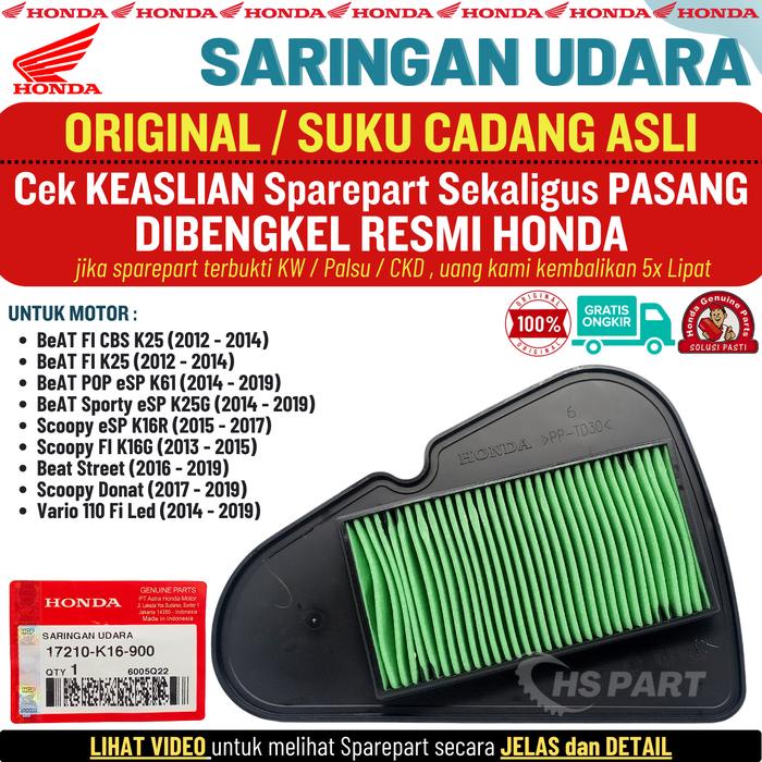 Promo Saringan Udara Filter Udara Beat Fi Original , Filter Udara Beat Esp K44 Original , Filter