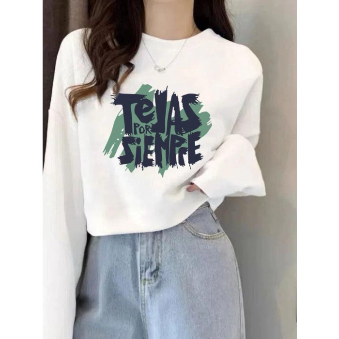 Baju Crop Top Oversize Wanita Lengan Panjang Atasan Wanita Korean