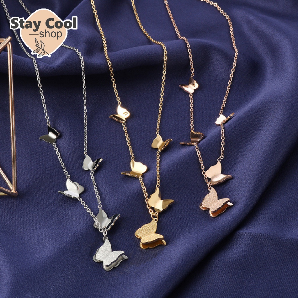 Kalung Titanium Kupu Kupu / Kalung Titanium Wanita Anti Karat / Kalung Titanium Wanita / Kalung