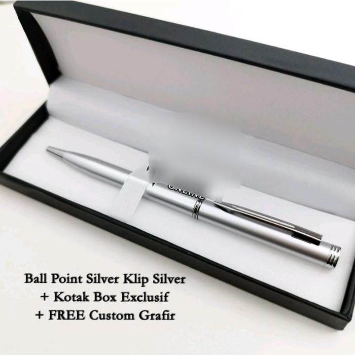 

Bollpoint Metal Promosi Stainless Gratis Hard Box & Grafir Nama Stationery Kode 609
