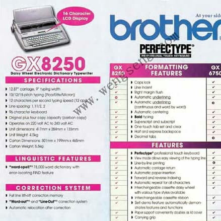 

Mesin tik Brother GX 8250 Elektrik Kode 180