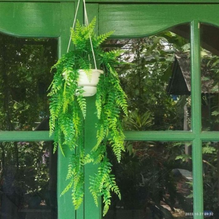 JAYAmart- hiasan pot gantung tanaman pakis artificial plastik palsu