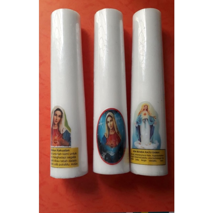 JAYAmart- Lilin Doa Gambar Rohani Yesus / Maria 20 cm