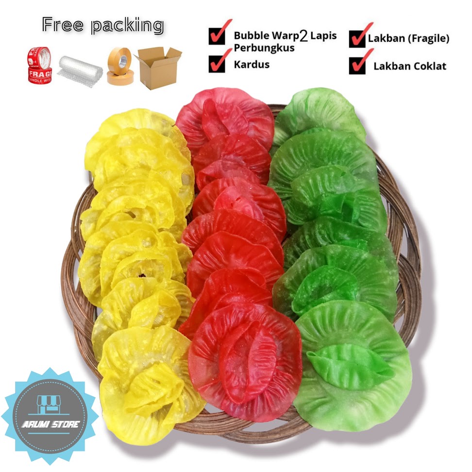 

Kerupuk Dapros murah isi 10 20 30 40 50pcs/Kue parered kering Kembang Ros Warna Warni